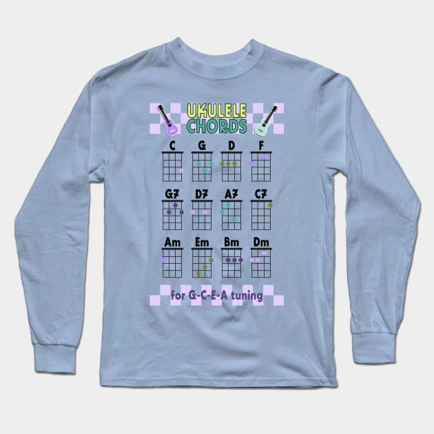 Purple Ukulele Chords Long Sleeve T-Shirt by ameemax